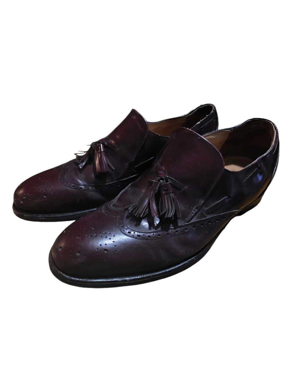 Men's Vintage OxbloodLeather Tassel Wingtip Loafers Size D/B 7- Decor/ Prop